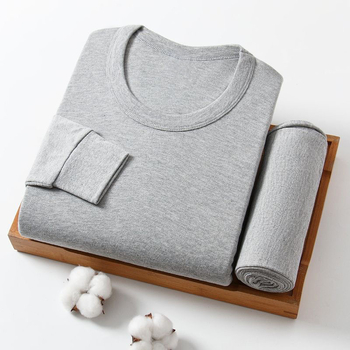 Vīriešu 100% kokvilnas termālais komplekts — tops ar apļu kaklu un augstu jostu, plāns pamatslānis, antibakteriāls, antistatiskas īpašības