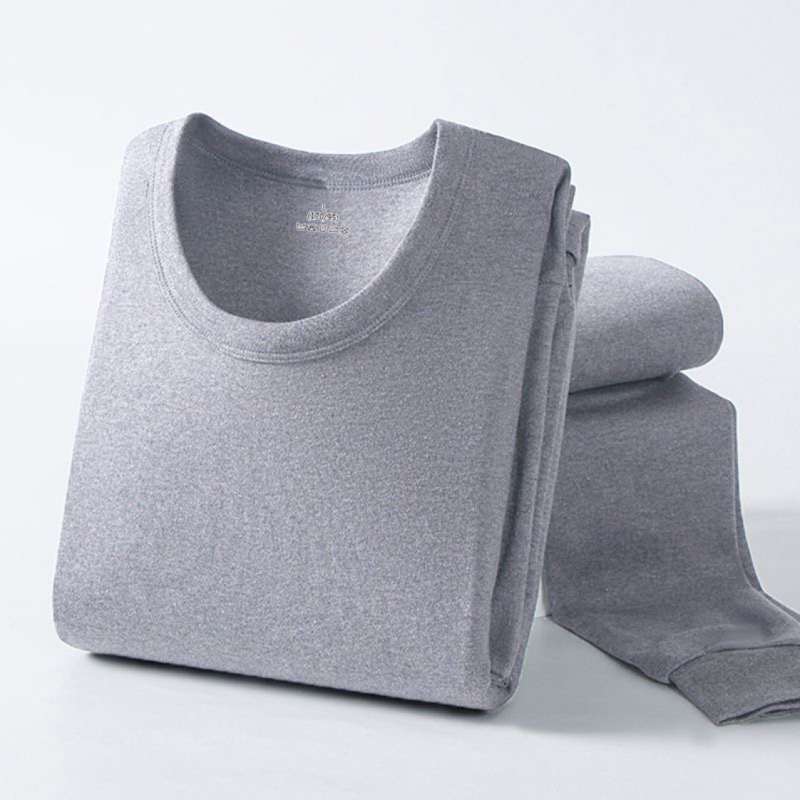 Vīriešu 100% kokvilnas termālais komplekts — tops ar apļu kaklu un augstu jostu, plāns pamatslānis, antibakteriāls, antistatiskas īpašības