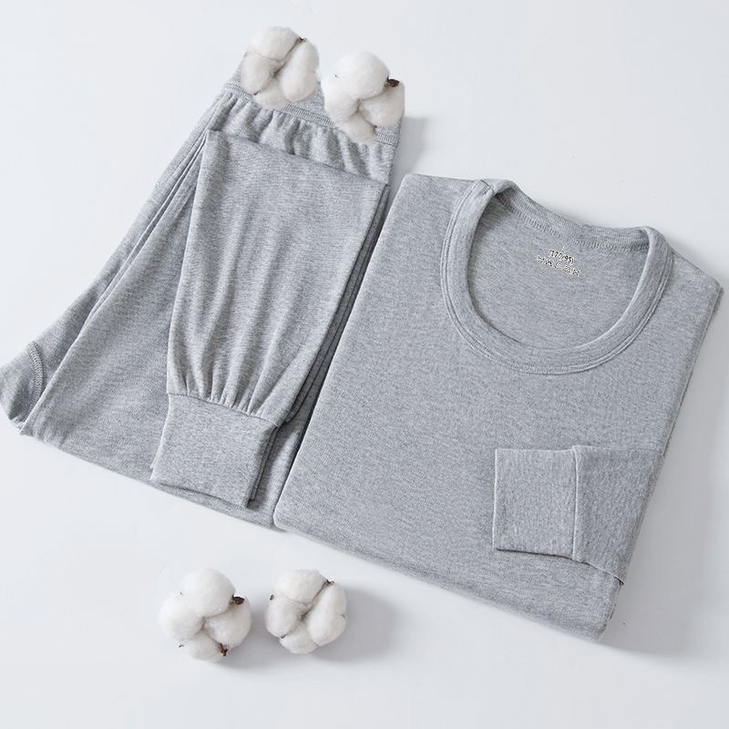 Vīriešu 100% kokvilnas termālais komplekts — tops ar apļu kaklu un augstu jostu, plāns pamatslānis, antibakteriāls, antistatiskas īpašības