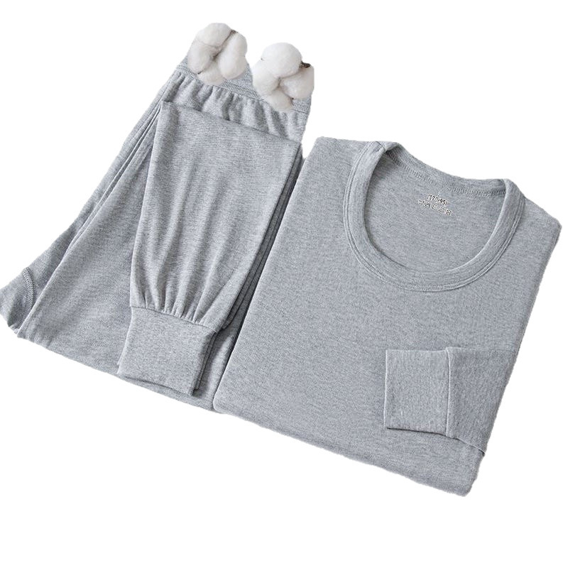 Vīriešu 100% kokvilnas termālais komplekts — tops ar apļu kaklu un augstu jostu, plāns pamatslānis, antibakteriāls, antistatiskas īpašības