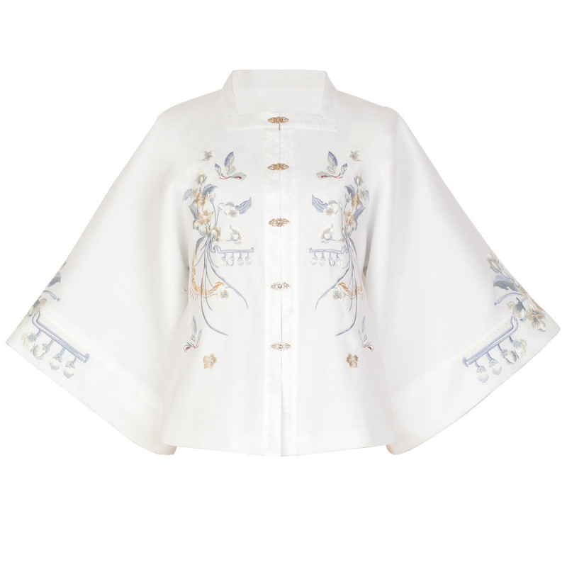 Hanfu Ru sijonas su kvadratine apykakle, Song dinastijos stilius, poliesterio audinys su 95%+ elastano, unisex