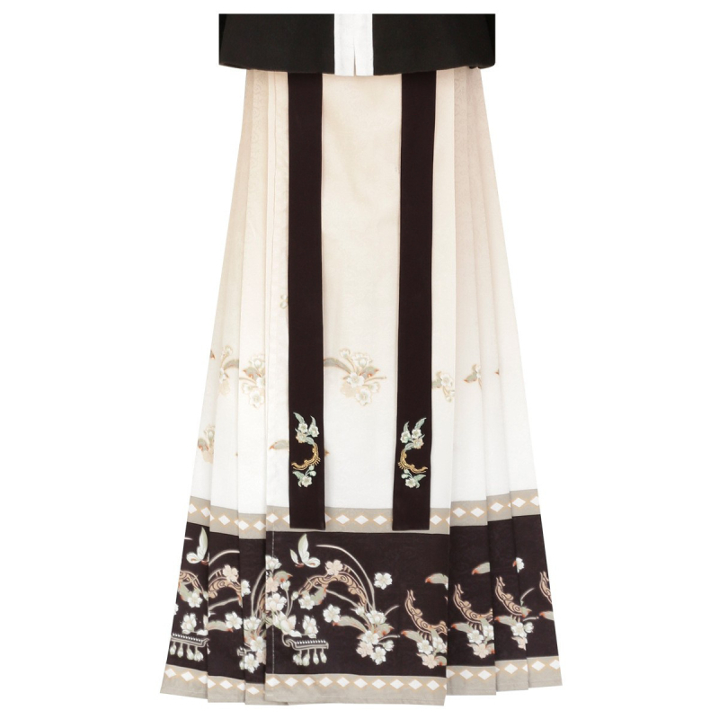 Hanfu Ru sijonas su kvadratine apykakle, Song dinastijos stilius, poliesterio audinys su 95%+ elastano, unisex