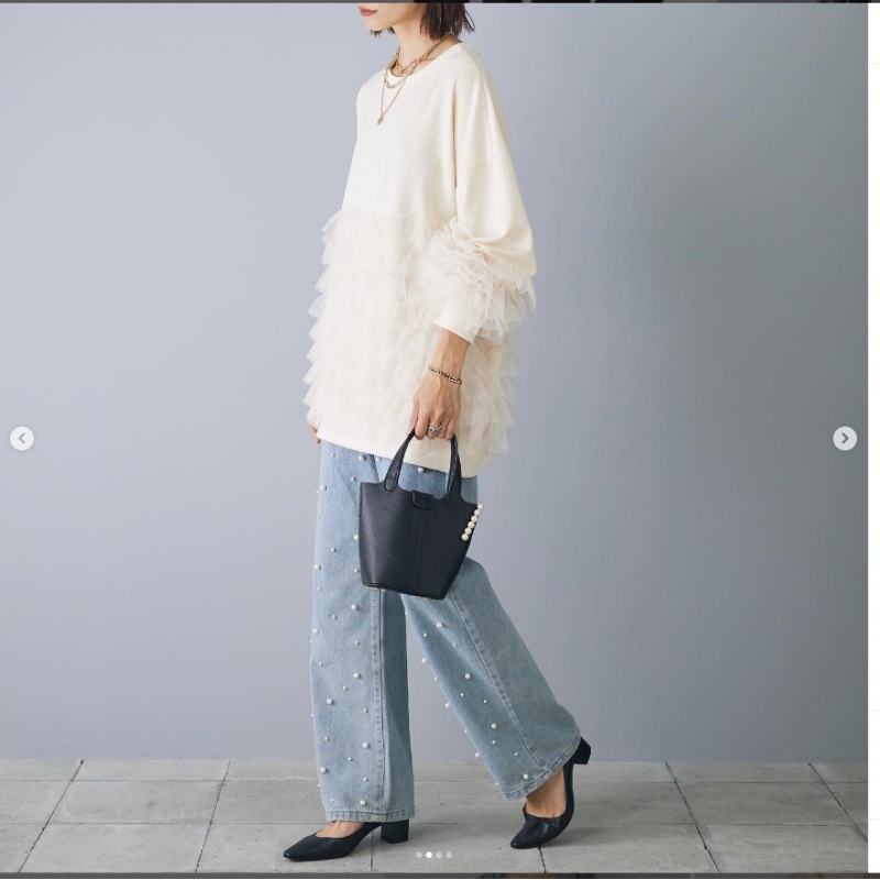 Σετ δύο τεμαχίων: χαλαρός φούτερ με τζιν με χάντρες, Φθινόπωρο 2024, μακριές μανίκια, στρογγυλός λαιμός, ιαπωνο-κορεατικό στυλ άνεσης, μίγμα βισκόζη-βαμβάκι 50–70% βαμβάκι