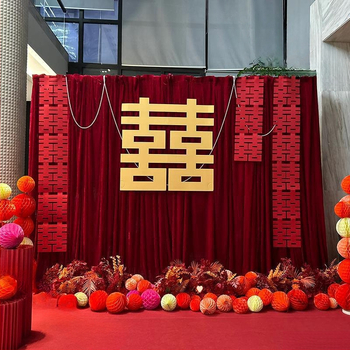 Vestuvių fono audinys su laimingaisiais simboliais, nuotraukoms, logotipų spauda