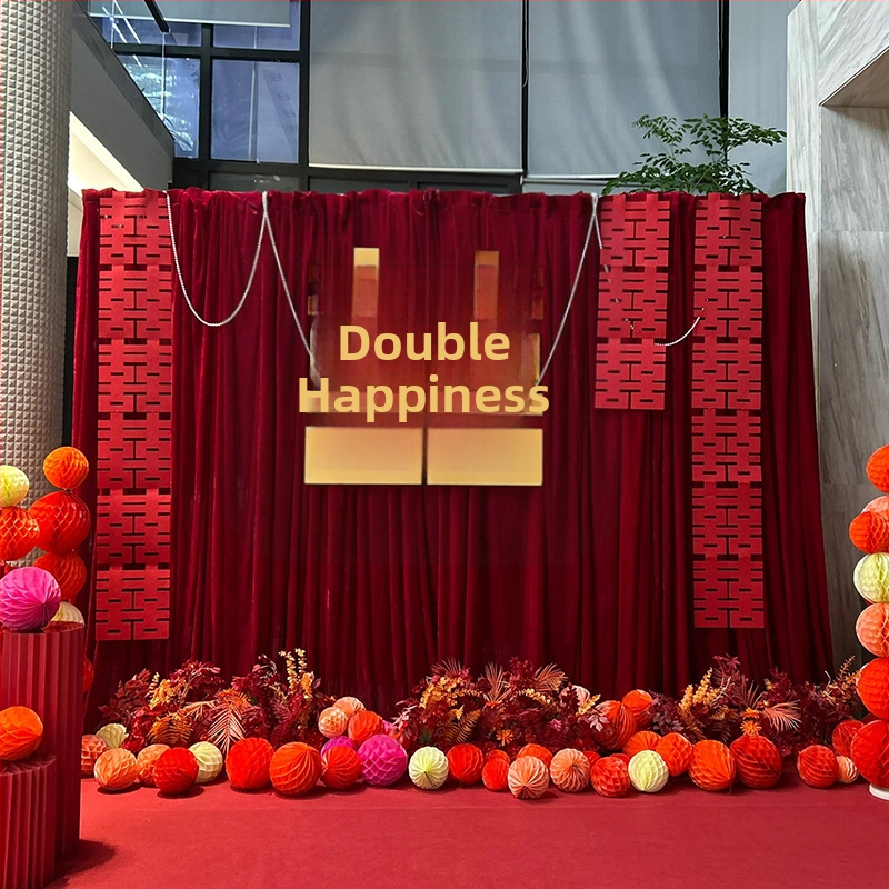 Vestuvių fono audinys su laimingaisiais simboliais, nuotraukoms, logotipų spauda