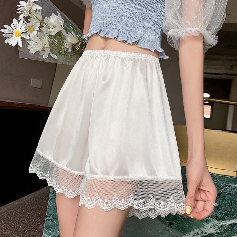 Nova stil ženske sigurnosne šorce, zaštita od izlaganja, ravni rub, za nošenje izvana, plus veličina, ljetne šorce od ice-silk s čipkastom podstavom