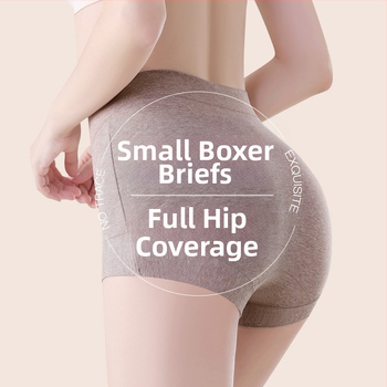 Moterų boxer briefs su aukšta liemene, pilnas klubų dengimas, 60 siūlų medvilnė, antibakterinės