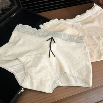 Moteriški medvilniniai bokseriniai, kvėpuojantys ir antibakteriniai, vidurio juosmens, megzti