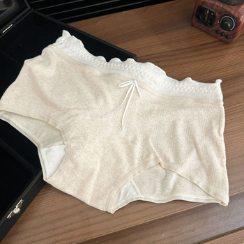 Moteriški medvilniniai bokseriniai, kvėpuojantys ir antibakteriniai, vidurio juosmens, megzti