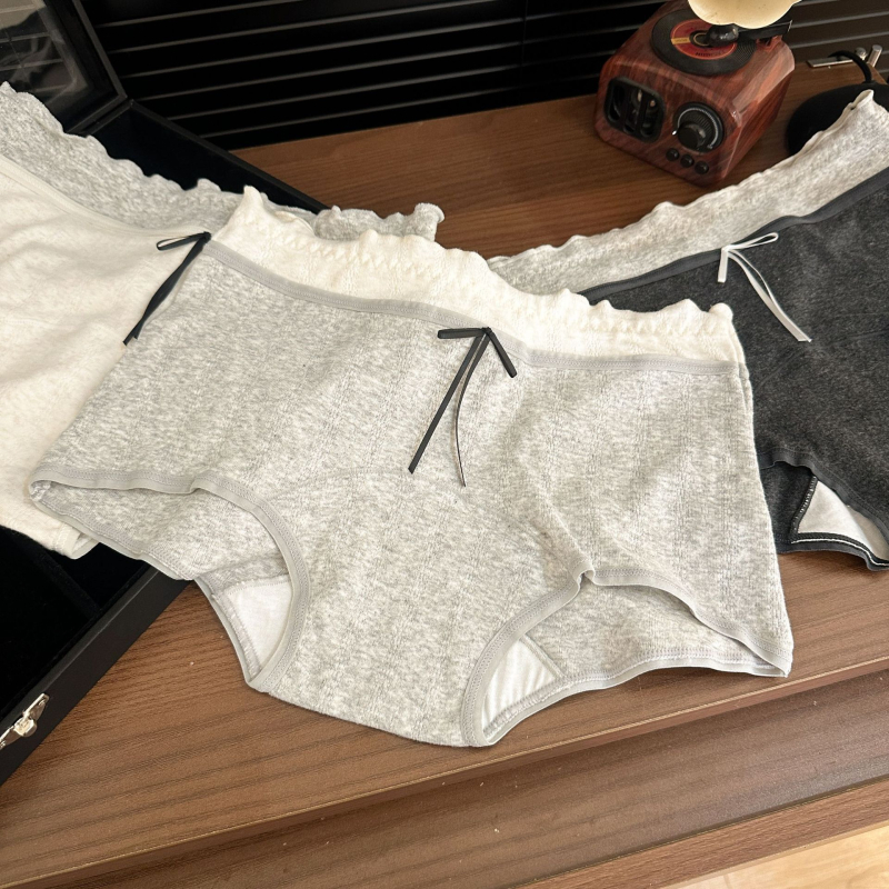 Moteriški medvilniniai bokseriniai, kvėpuojantys ir antibakteriniai, vidurio juosmens, megzti