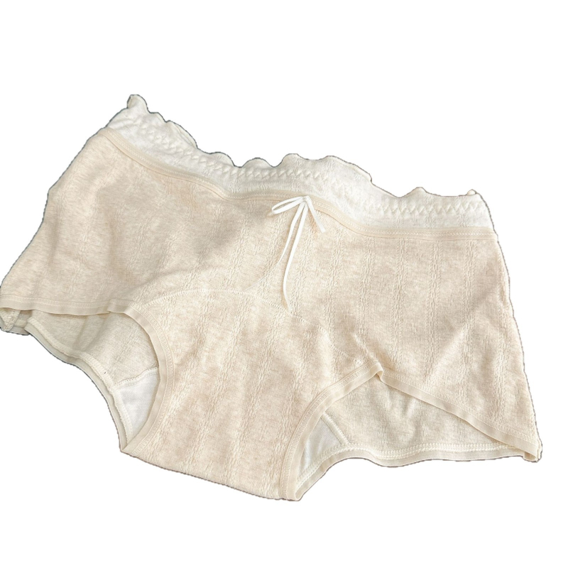 Moteriški medvilniniai bokseriniai, kvėpuojantys ir antibakteriniai, vidurio juosmens, megzti