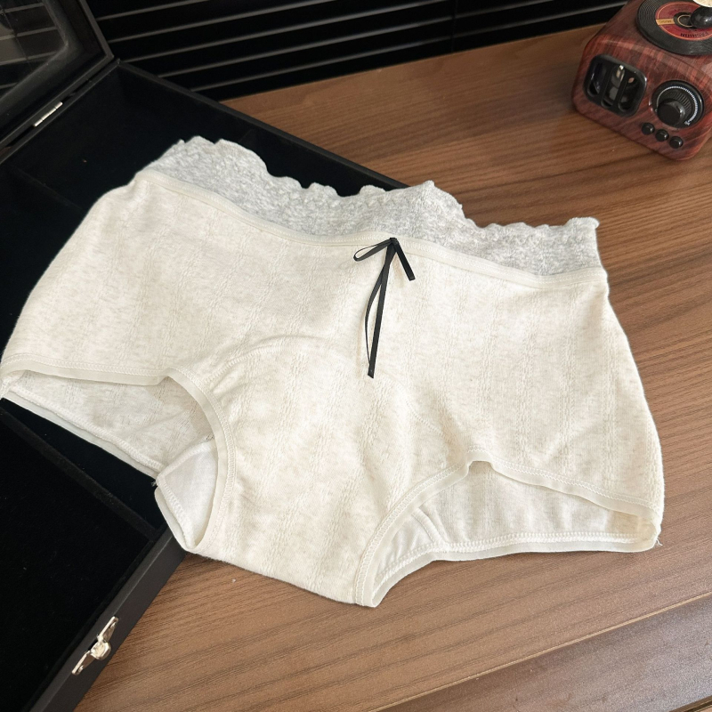 Moteriški medvilniniai bokseriniai, kvėpuojantys ir antibakteriniai, vidurio juosmens, megzti