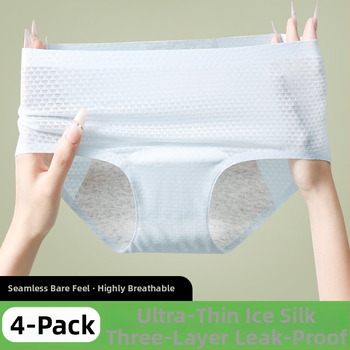 Moterų menstruacijoms skirti apatiniai, pagrindinis audinys nailonas 86%, tarpkojo įdėklas poliesteris 70–80%, vidutinio aukščio juosmuo, atsparus nuotėkiui