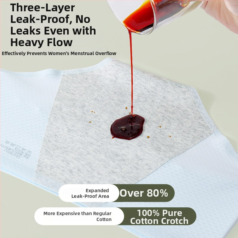 Ženské menštruačné nohavičky, hlavný materiál nylon 86%, výstelka z polyesteru 70–80%, stredne vysoký pás, proti úniku