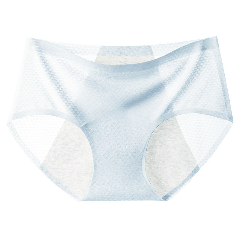 Moterų menstruacijoms skirti apatiniai, pagrindinis audinys nailonas 86%, tarpkojo įdėklas poliesteris 70–80%, vidutinio aukščio juosmuo, atsparus nuotėkiui