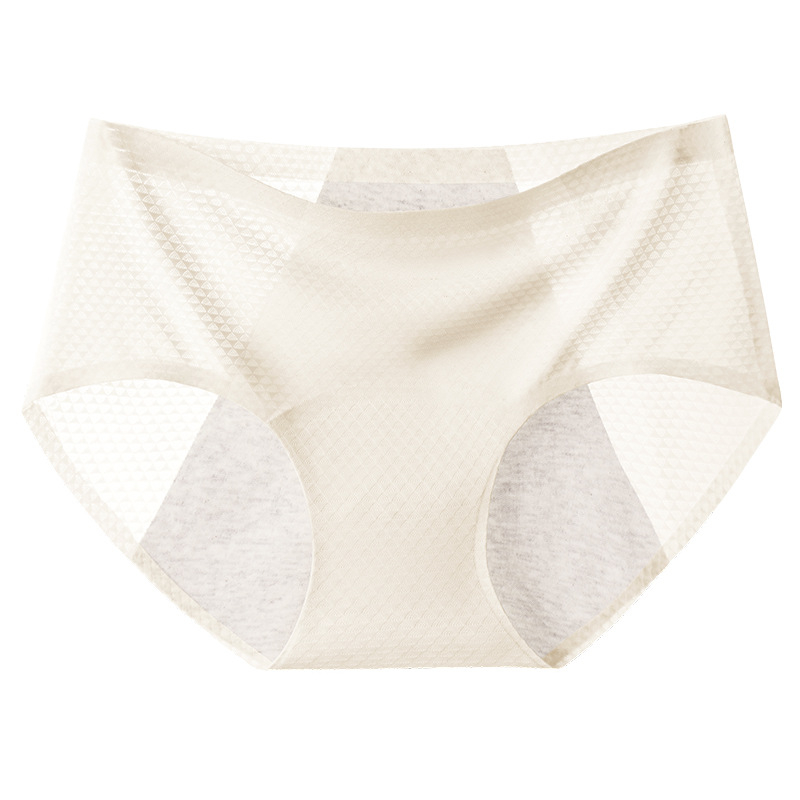Moterų menstruacijoms skirti apatiniai, pagrindinis audinys nailonas 86%, tarpkojo įdėklas poliesteris 70–80%, vidutinio aukščio juosmuo, atsparus nuotėkiui
