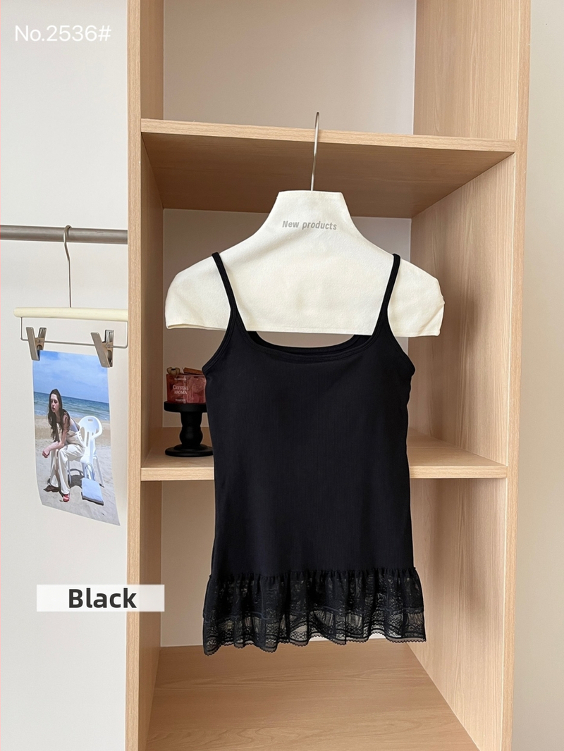 Nylonové čipkové tielko, okrúhly výstrih, všetky ročné obdobia, stredná hmotnosť 181–200 g/m²