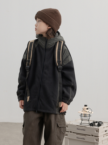 Vaikiška flisinė striukė su gobtuvu, išorinis audinys 100% poliesteris, pamušalas poliesteris, užtrauktukas