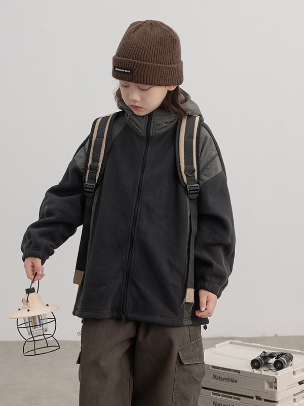 Vaikiška flisinė striukė su gobtuvu, išorinis audinys 100% poliesteris, pamušalas poliesteris, užtrauktukas