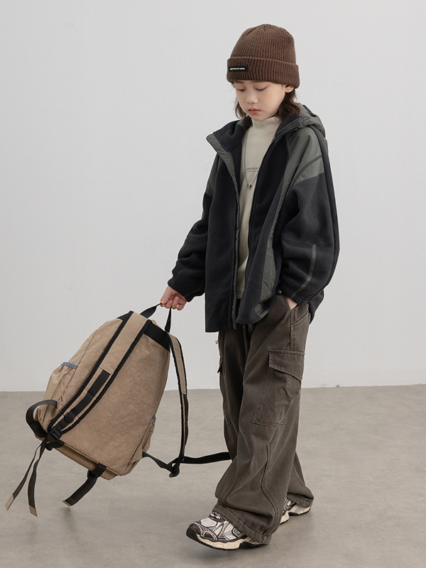 Vaikiška flisinė striukė su gobtuvu, išorinis audinys 100% poliesteris, pamušalas poliesteris, užtrauktukas