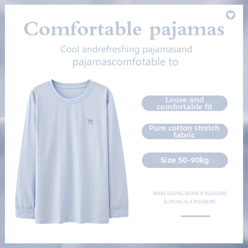 Pižāmas tops, kokvilna, minimalistisks pulover stils, apaļa kakla izgriezums, garas piedurknes