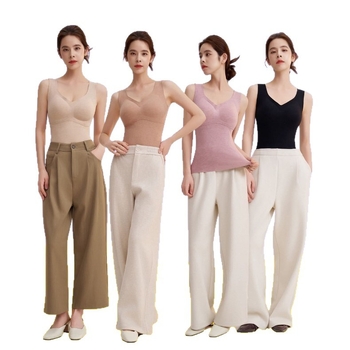 I-alakú mellény melltartóval, varrat nélküli, V-nyakú, akril rost (Anyag: akril rost; Sűrűség: közepes 181-200 g/m²)