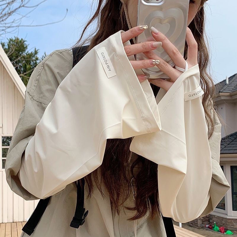 Ledinio šilko rankovės nuo saulės, laisvas kirpimas, lauko naudojimui