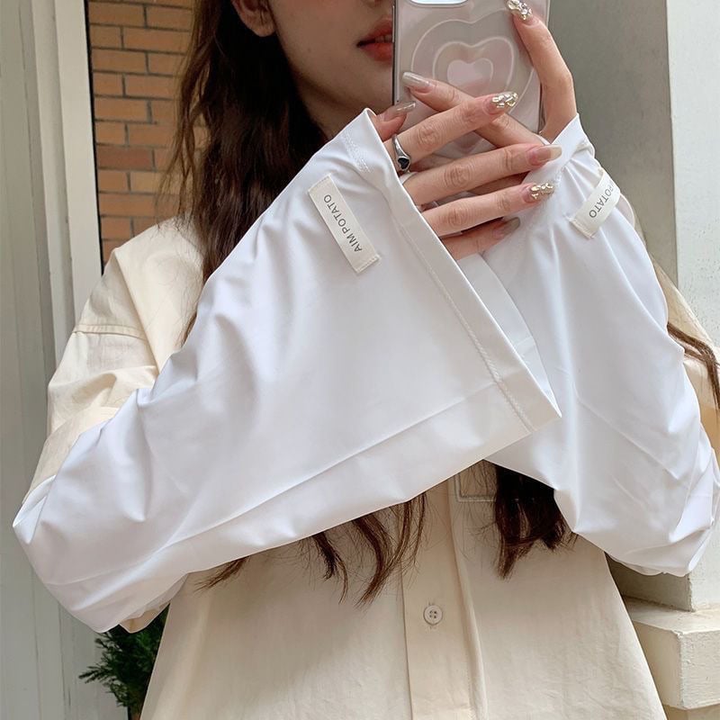 Ledinio šilko rankovės nuo saulės, laisvas kirpimas, lauko naudojimui