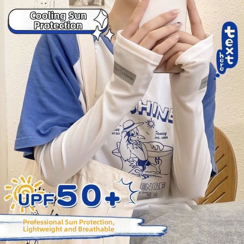 Ledinio šilko rankovės nuo saulės, laisvas kirpimas, lauko naudojimui