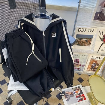 Ženski dvodijelni pamukasti sportski komplet s 3D uzorkom, džemper s dugim rukavima i hlače, casual stil, 50–70% pamuka