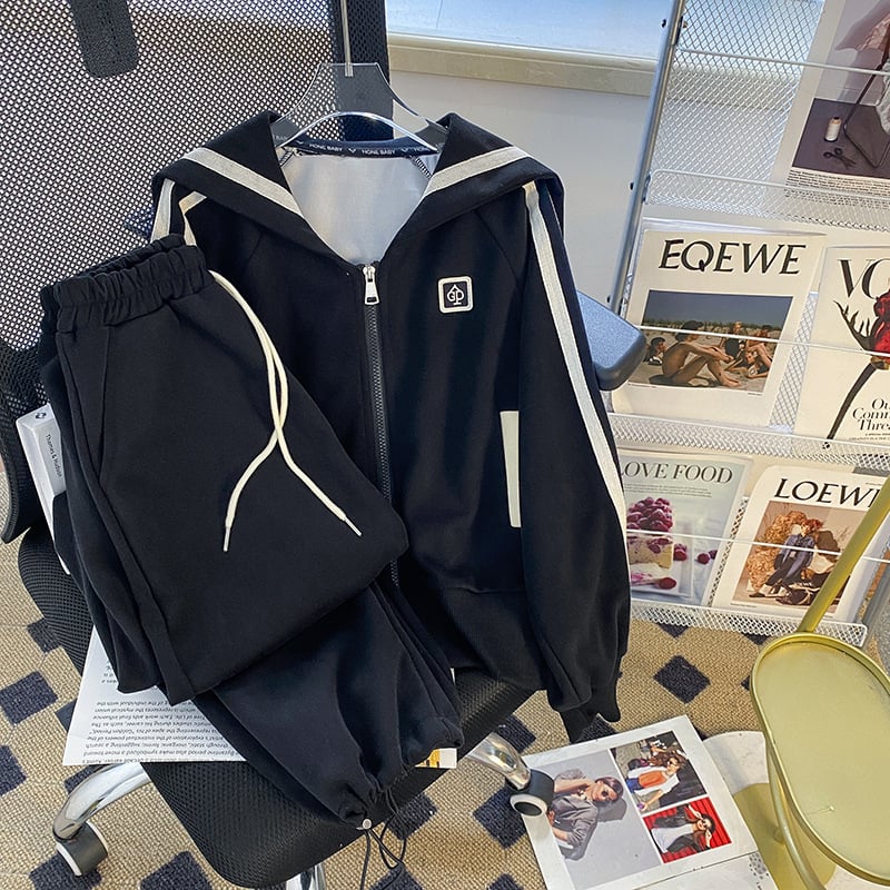 Ženski dvodijelni pamukasti sportski komplet s 3D uzorkom, džemper s dugim rukavima i hlače, casual stil, 50–70% pamuka