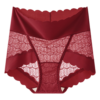 Čipkaste ženske gaćice s visokim pojasom, podizanje stražnjice, prozračne, antibakterijske, Jacquard tkanina