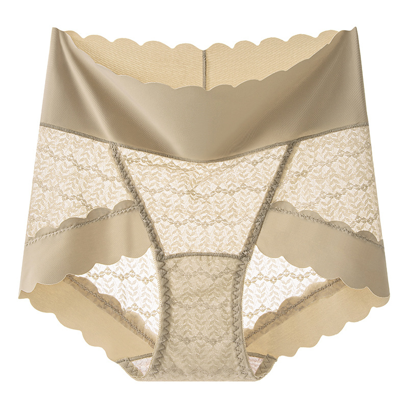Čipkaste ženske gaćice s visokim pojasom, podizanje stražnjice, prozračne, antibakterijske, Jacquard tkanina