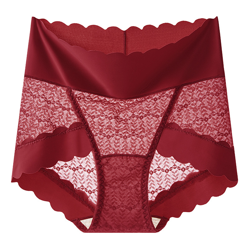 Čipkaste ženske gaćice s visokim pojasom, podizanje stražnjice, prozračne, antibakterijske, Jacquard tkanina