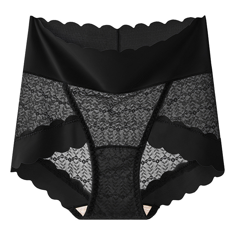 Čipkaste ženske gaćice s visokim pojasom, podizanje stražnjice, prozračne, antibakterijske, Jacquard tkanina