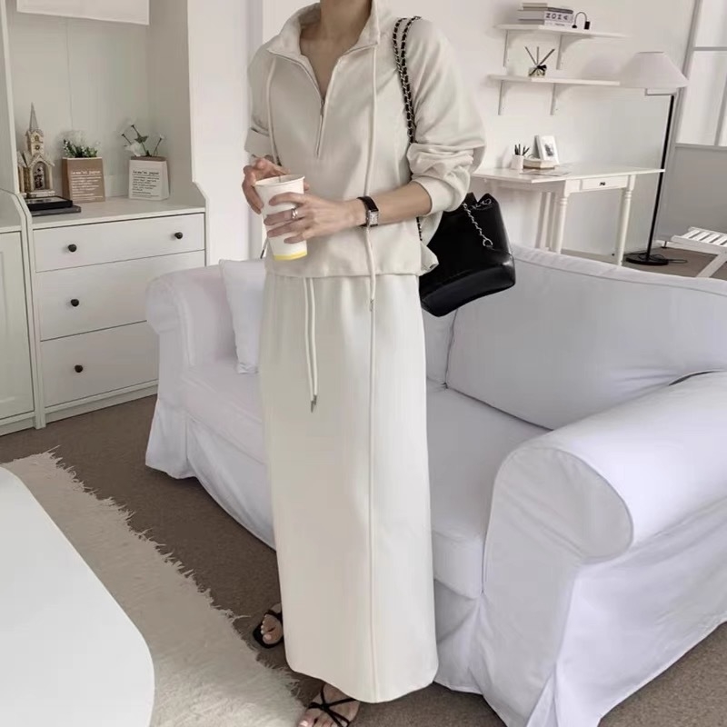 Top i suknja - casual kostim, Chenille tkanina, Spandex, proljeće 2025, Žene