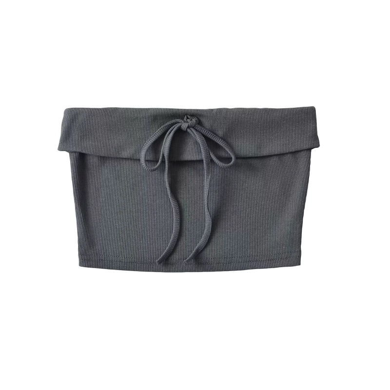 Tubetop bez ramena od pamuka, uski kroj, 90–95% pamuka, <30% spandeks, ljeto 2024