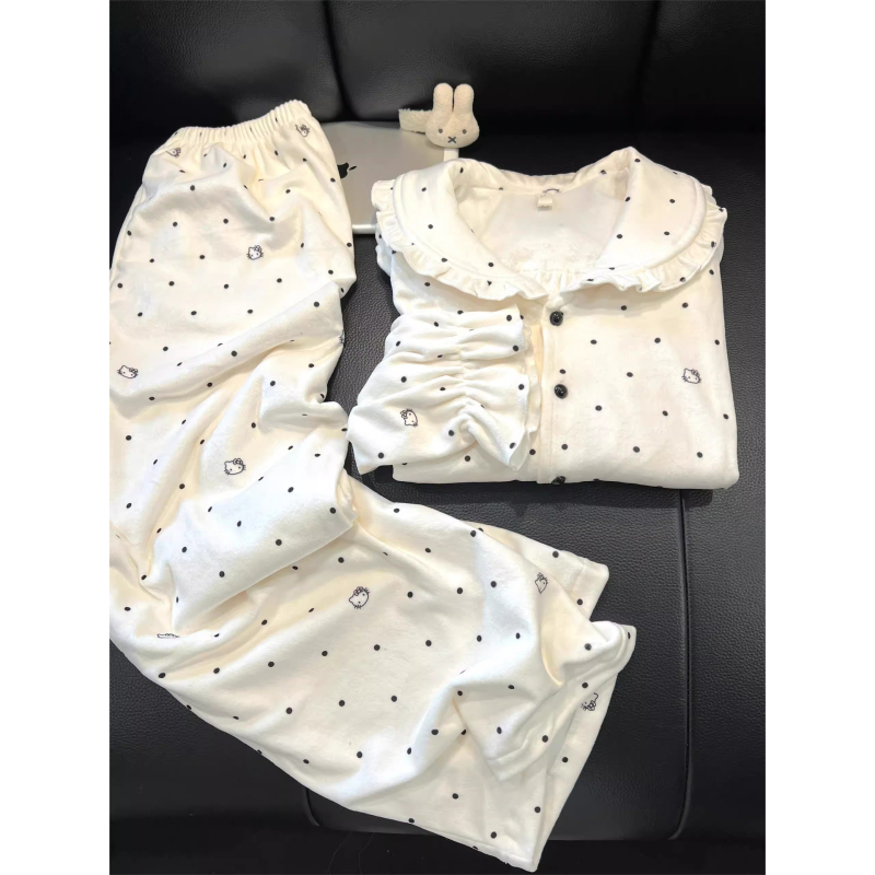 Női Derong Velúr pizsama készlet, hosszú ujjas, kardigán-stílus, gallér, 100% poliészter, vastag anyag, 201–250 g/m2, ősz-tél viselésre, otthon és külső