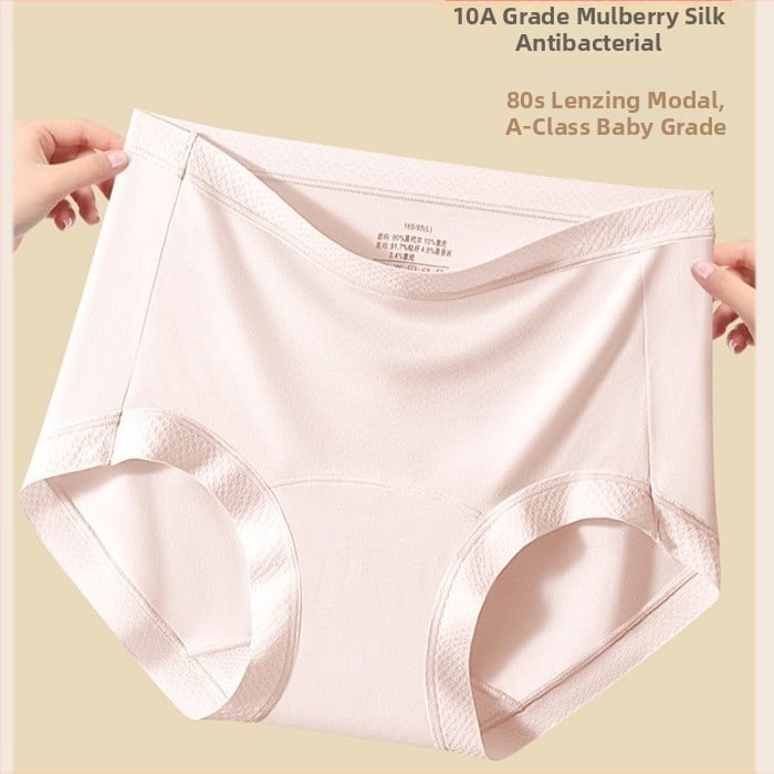 Trikampio kirpimo moterų apatinių drabužių, aukštos juosmens, Modal 90–95%, tarpklos įdaila iš Mulberry šilko, antibakteriniai ir kvėpuojantys, plus dydis