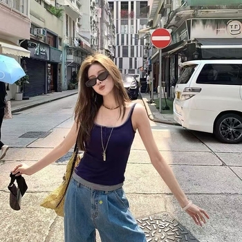 Камизол във стил жилетка от памук, чашка с пълен обем, средно оформена чашка, дължина до талията, пролет-лято 2025.