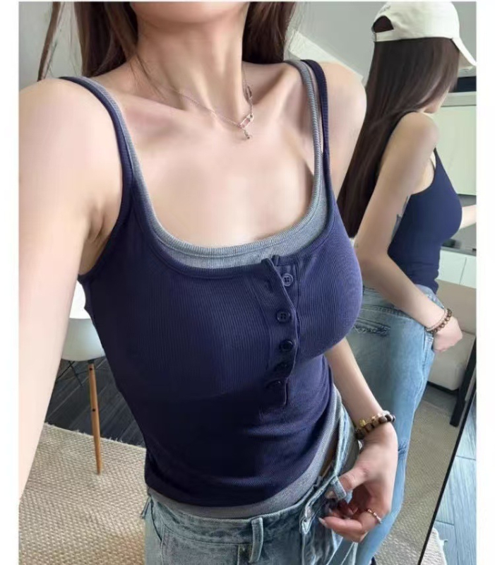 Камизол във стил жилетка от памук, чашка с пълен обем, средно оформена чашка, дължина до талията, пролет-лято 2025.