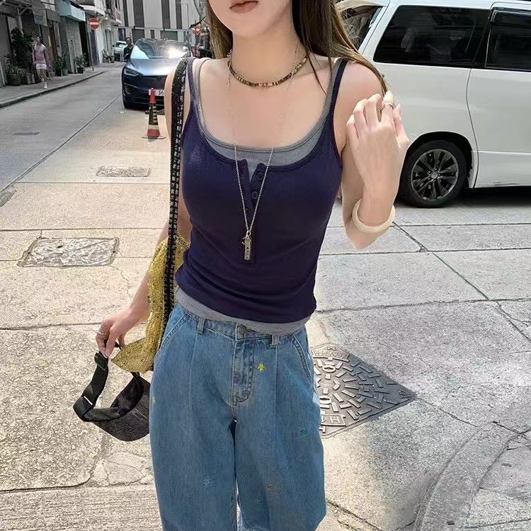 Камизол във стил жилетка от памук, чашка с пълен обем, средно оформена чашка, дължина до талията, пролет-лято 2025.