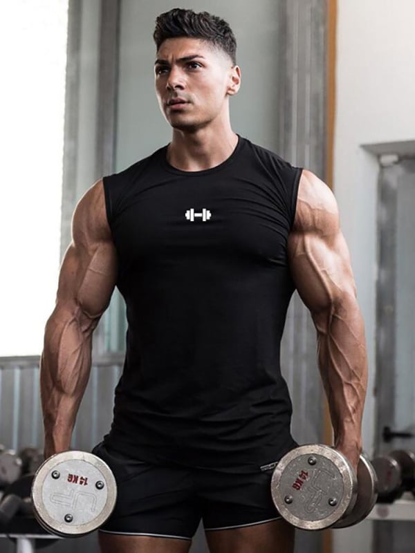 Sportos pamut mellény, szoros fazon, nyomtatás, forró nyomás