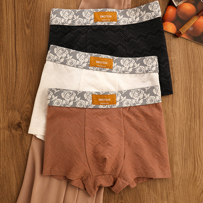 Antibakterijske klasične jacquard muške bokserice s ružičastim uzorkom, pamuk, prozračne, visoka elastičnost, nježne.