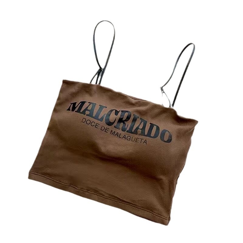 Ujjatlan felső mellkasbetéttel és betűs nyomott mintával, karcsú fazon, poliészter