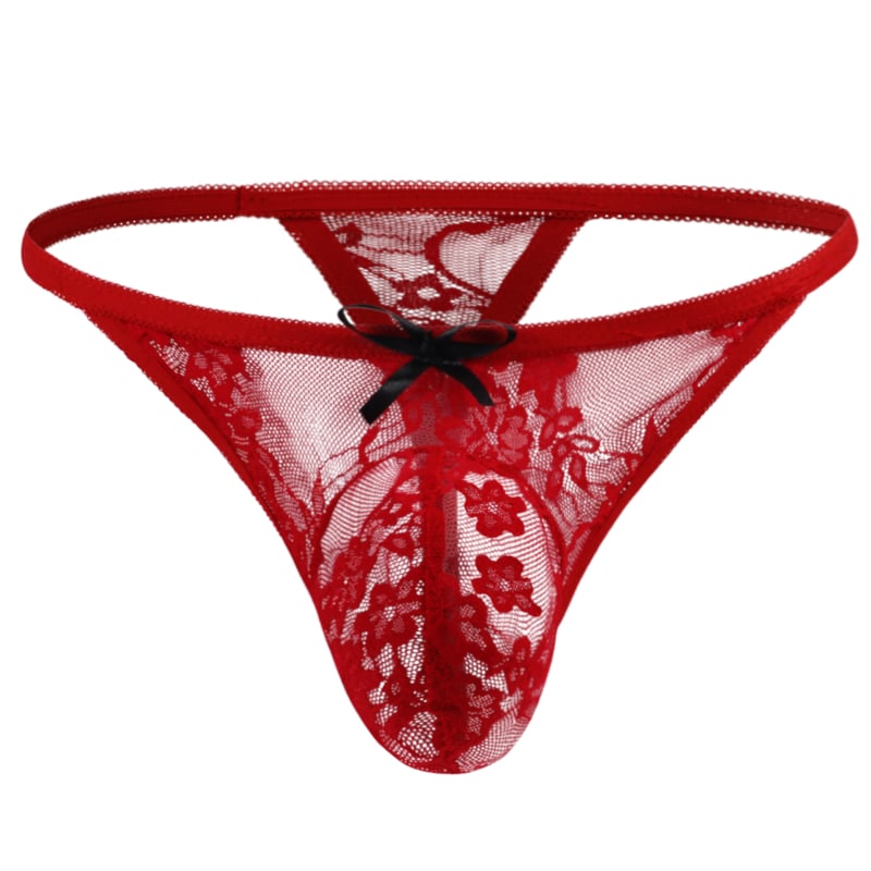 Vyrų nėrinių tanga su didele kišene ir nėrinių kaspinu - poliesterio 90-95%