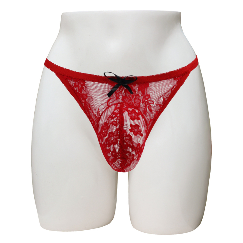 Vyrų nėrinių tanga su didele kišene ir nėrinių kaspinu - poliesterio 90-95%