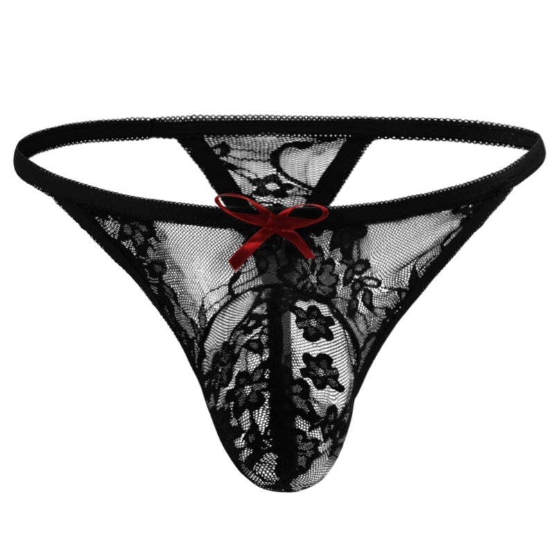 Vyrų nėrinių tanga su didele kišene ir nėrinių kaspinu - poliesterio 90-95%