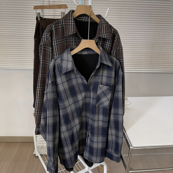 Ženska košulno-dukserica s uzorkom mreže, polo ovratnik, dugi rukavi, jednoredno kopčanje, slobodan kroj