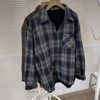 Ženska košulno-dukserica s uzorkom mreže, polo ovratnik, dugi rukavi, jednoredno kopčanje, slobodan kroj